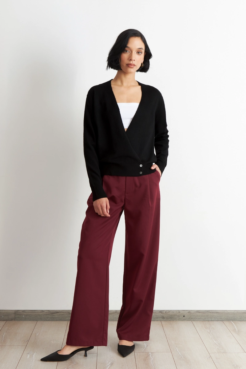SWEATER CRUZADO CON BOTONES NEGRO NICOPOLY - 2