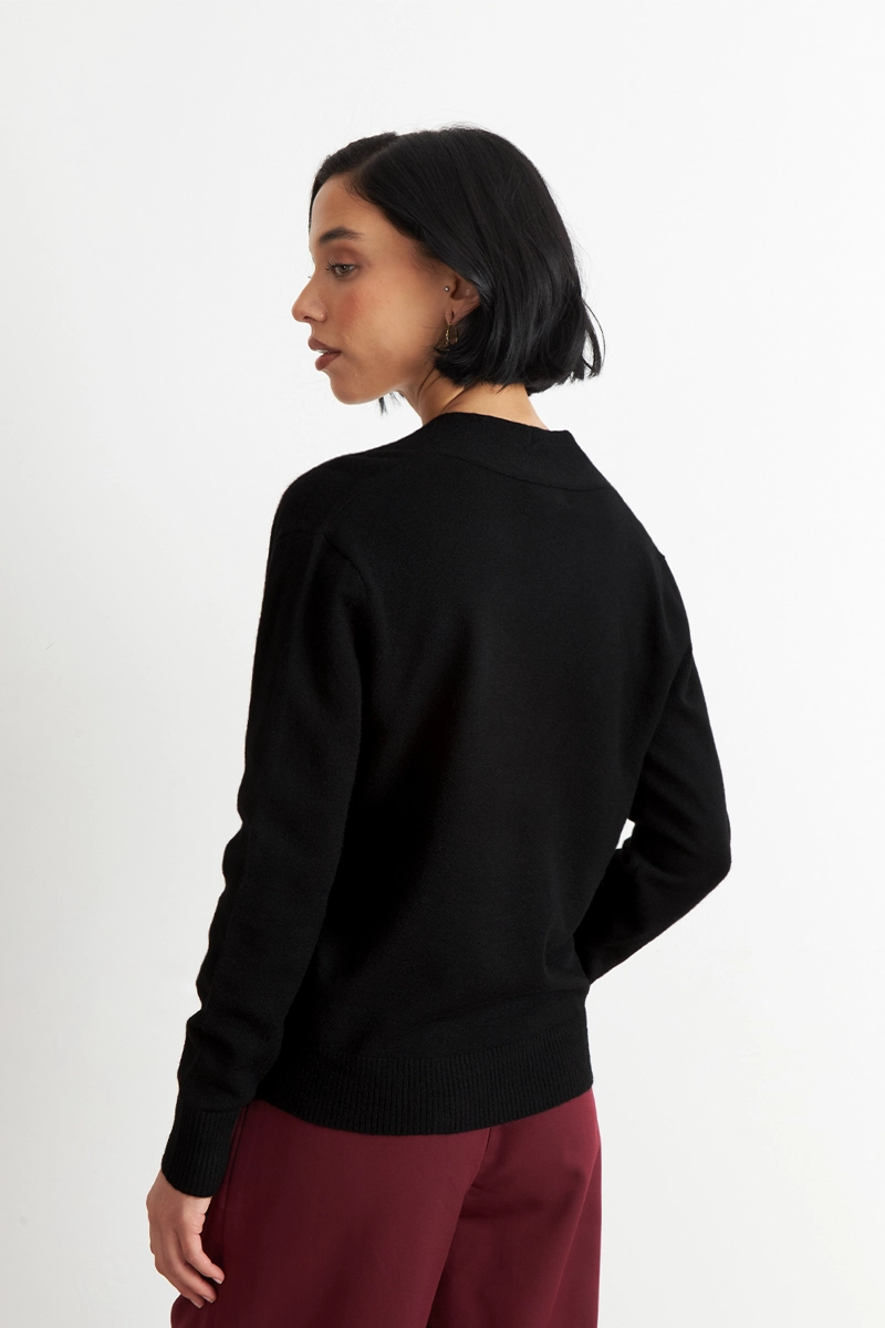 SWEATER CRUZADO CON BOTONES NEGRO NICOPOLY - 4