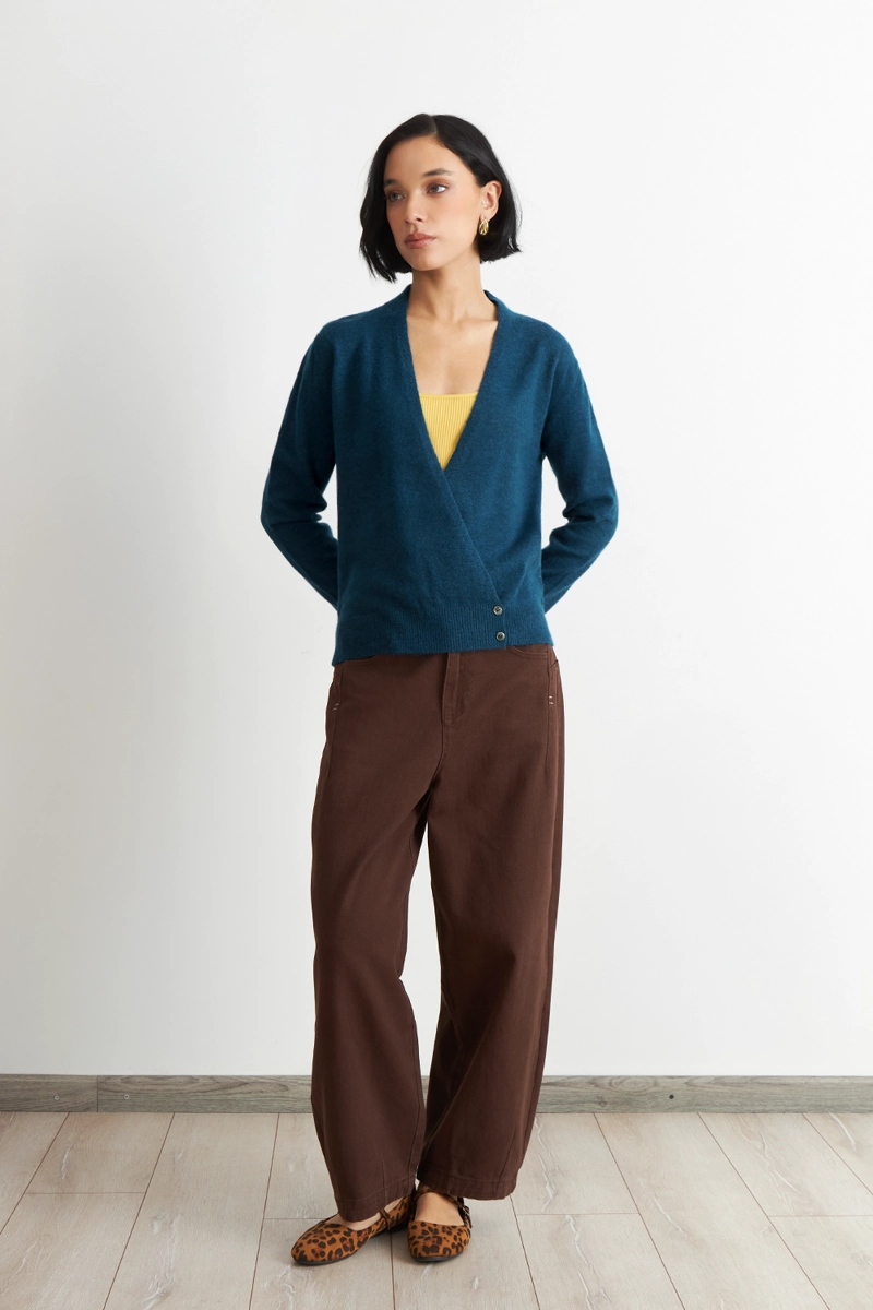 SWEATER CRUZADO CON BOTONES AZUL NICOPOLY - 2