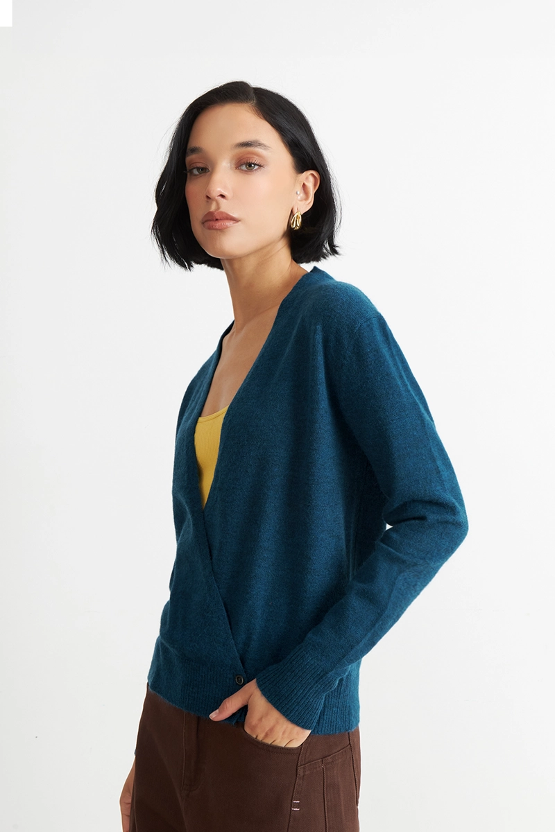 SWEATER CRUZADO CON BOTONES AZUL NICOPOLY - 3