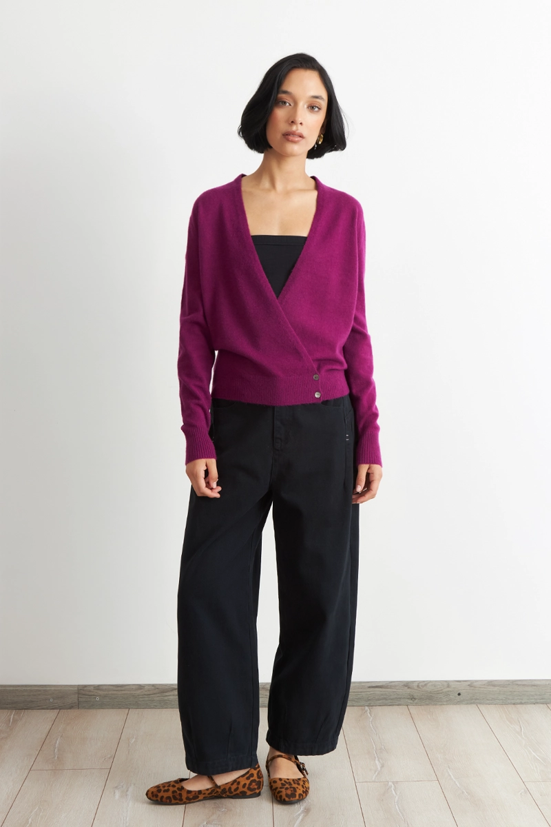SWEATER CRUZADO CON BOTONES MORADO NICOPOLY - 2
