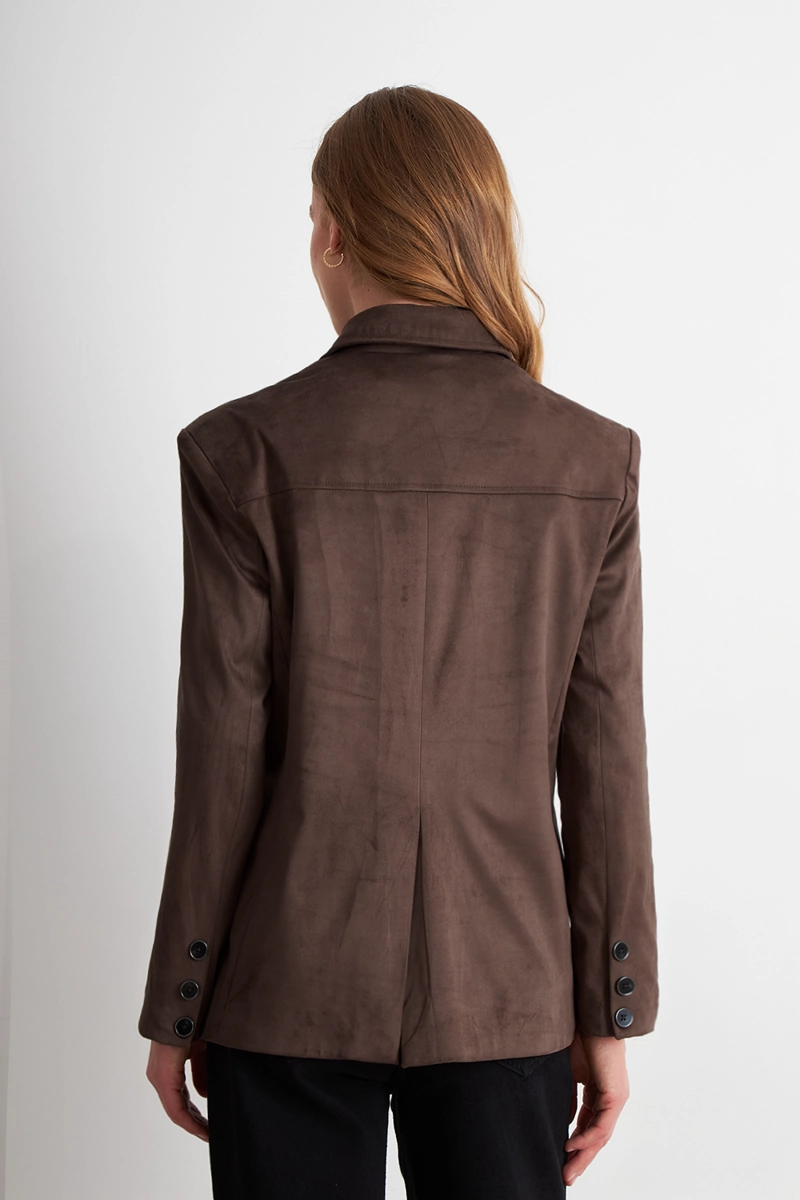 BLAZER OVERSIZE TIPO GAMUZA CAFE  NICOPOLY - 4