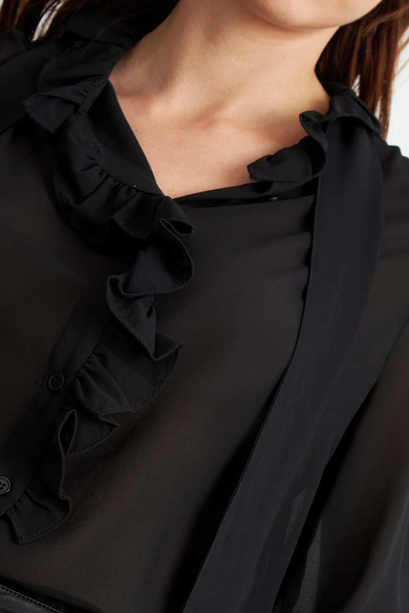 BLUSA CORBATIN Y VUELOS NEGRO NICOPOLY - 6