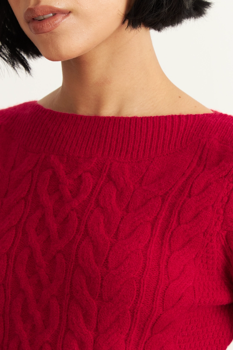 SWEATER CON PATRON TRENZADO ROJO NICOPOLY - 6