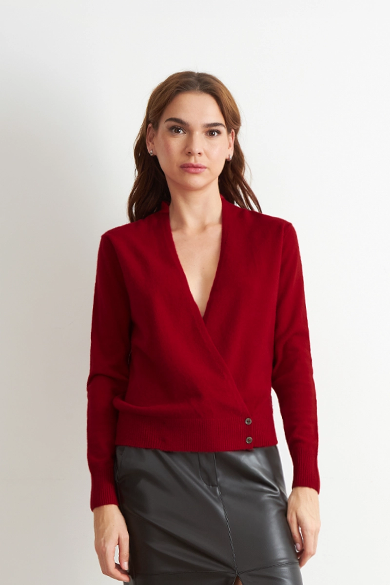 SWEATER CRUZADO CON BOTONES ROJO NICOPOLY - 1