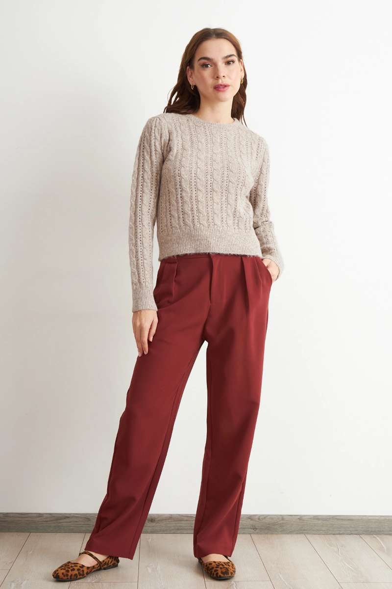 SWEATER DE PUNTO CALADO CAFE  NICOPOLY - 2
