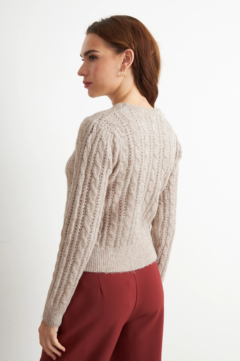 SWEATER DE PUNTO CALADO CAFE  NICOPOLY - 4