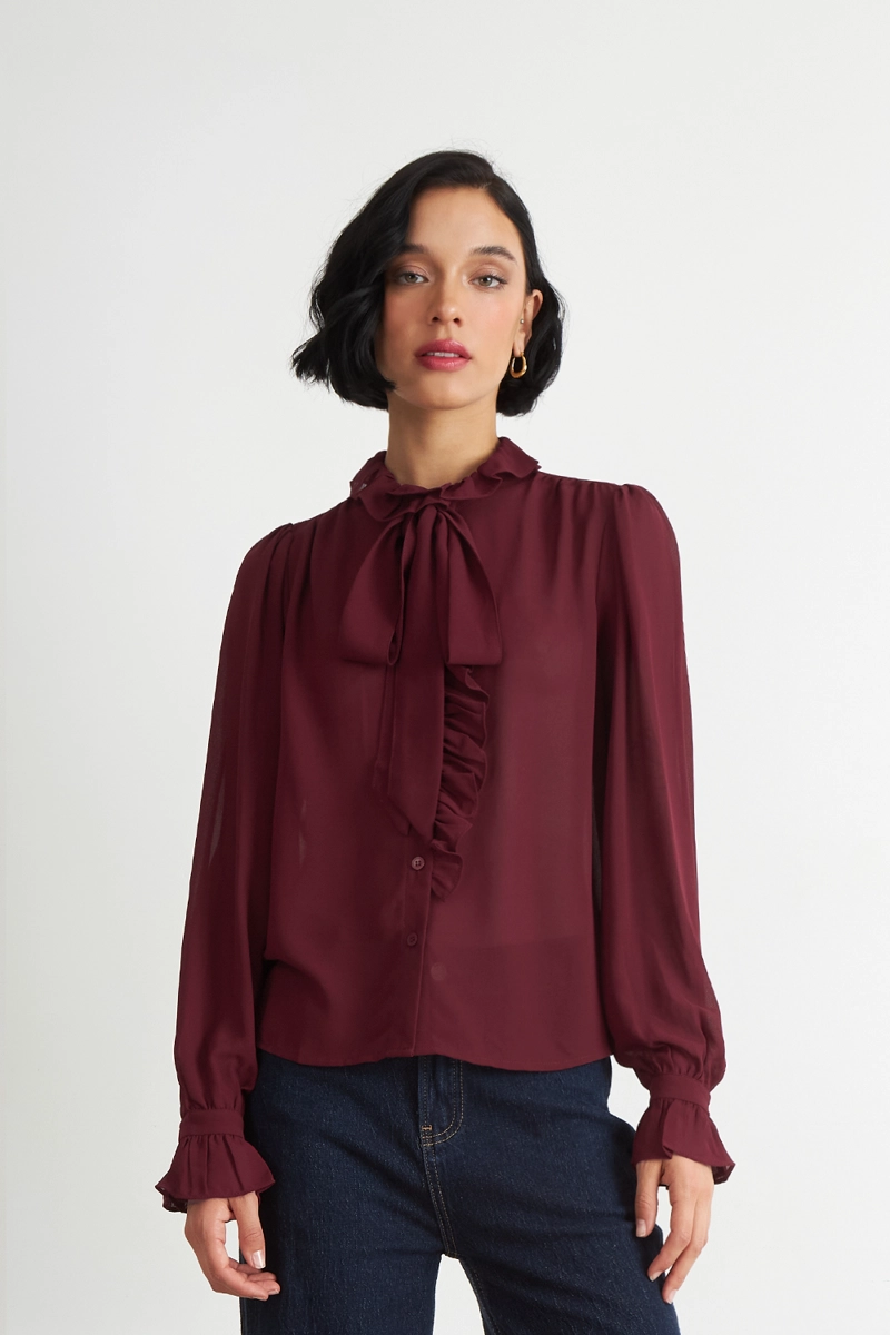 BLUSA CORBATIN Y VUELOS BURDEO NICOPOLY - 1