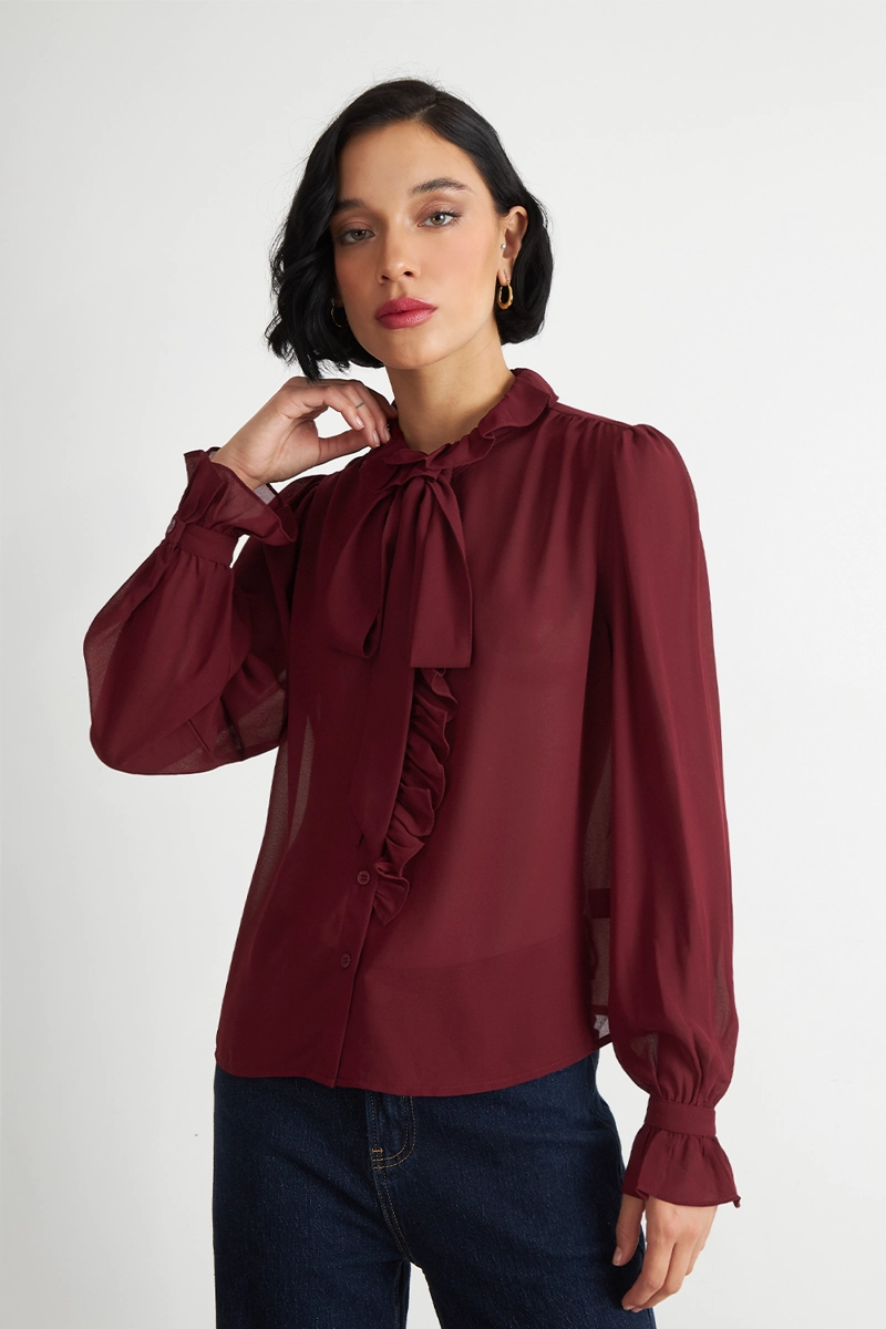 BLUSA CORBATIN Y VUELOS BURDEO NICOPOLY - 5
