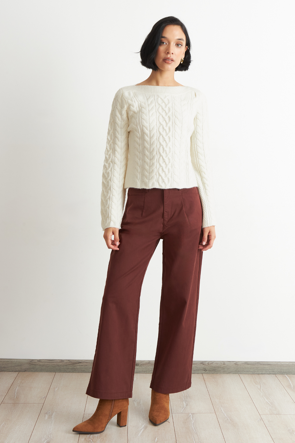 SWEATER CON PATRON TRENZADO BLANCO NICOPOLY - 2