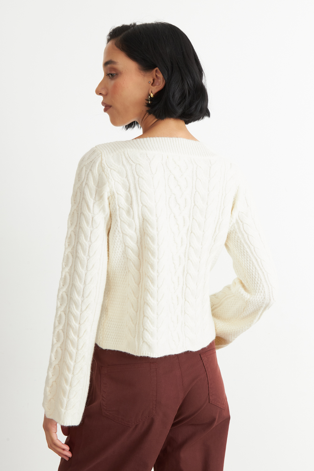 SWEATER CON PATRON TRENZADO BLANCO NICOPOLY - 4