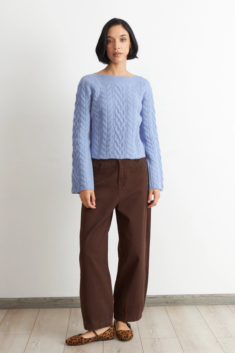 SWEATER CON PATRON TRENZADO CELESTE NICOPOLY - 2