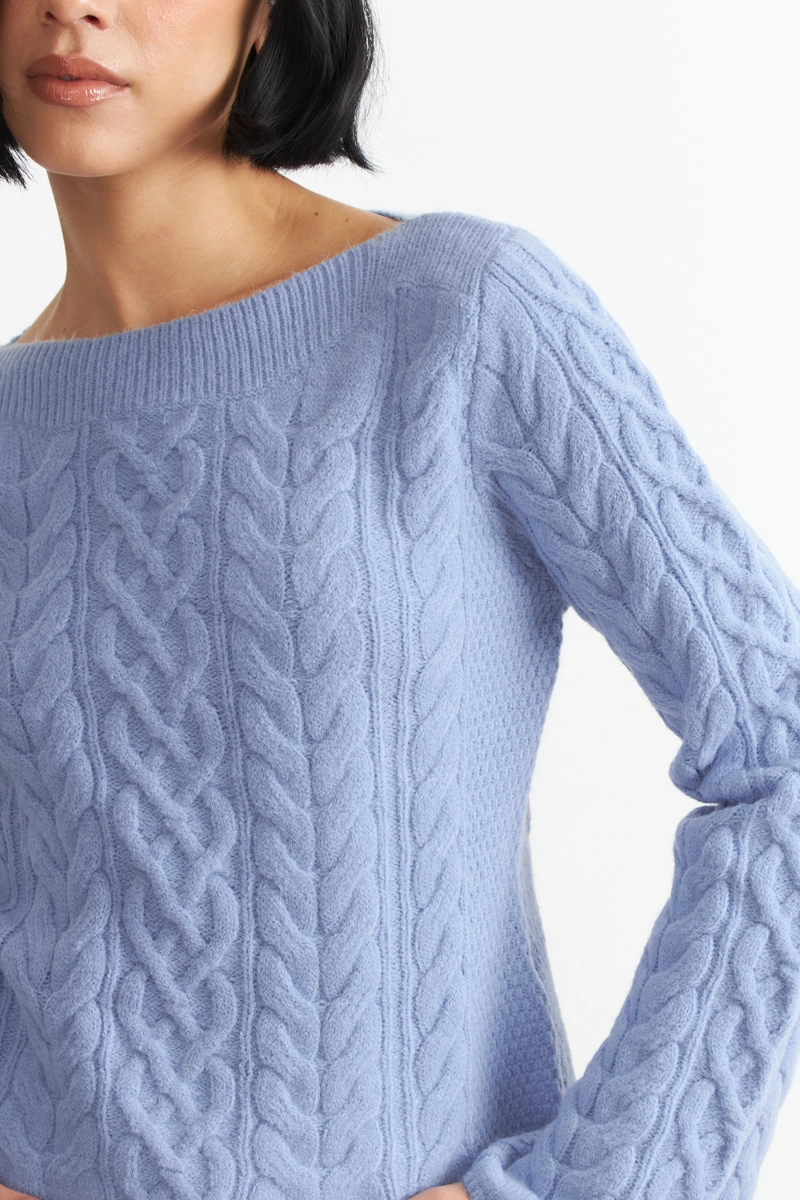 SWEATER CON PATRON TRENZADO CELESTE NICOPOLY - 6
