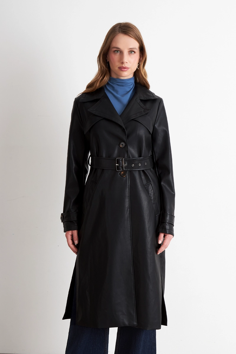 ABRIGO ECOCUERO NEGRO NICOPOLY - 1