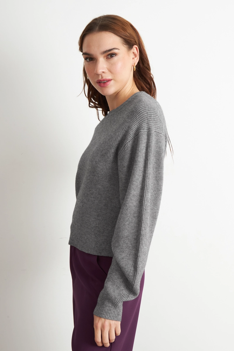 SWEATER JASPEADO CUELLO REDONDO GRIS NICOPOLY - 3