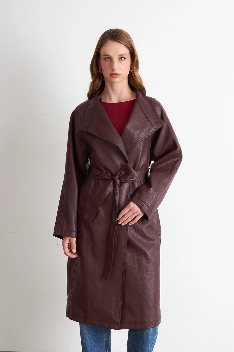 TRENCH ECOCUERO BURDEO MUJER NICOPOLY - 1