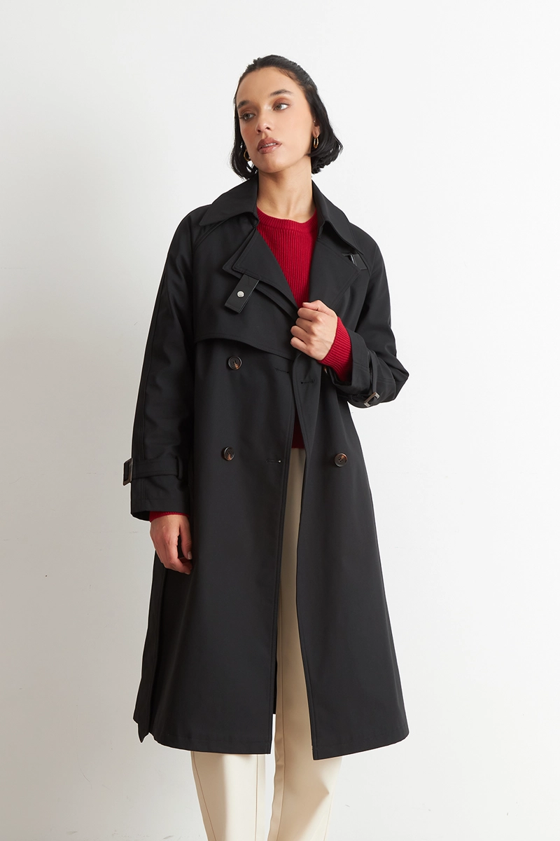 TRENCH CLASICO DOBLE BOTONADURA NEGRO NICOPOLY - 5