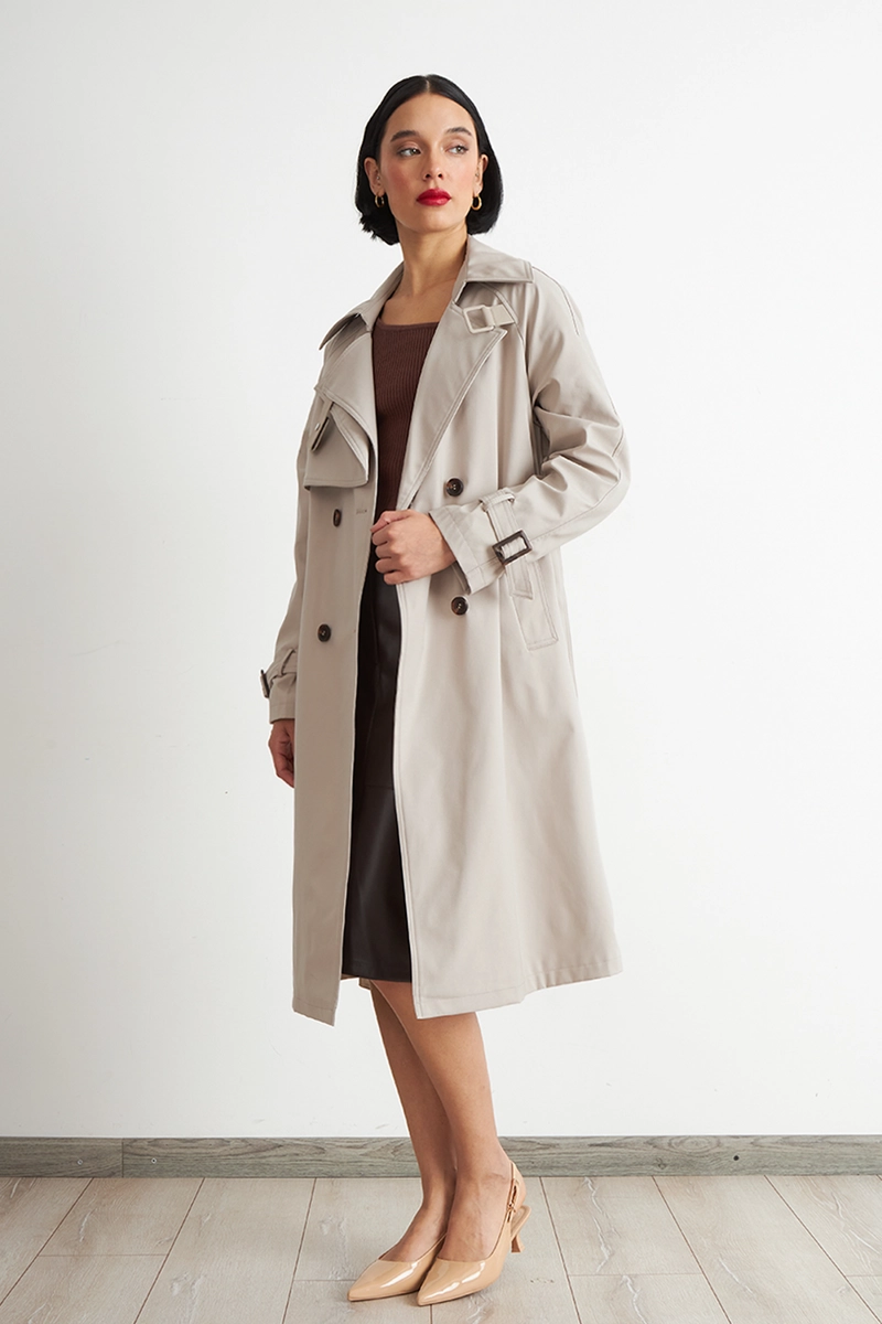 TRENCH CLASICO DOBLE BOTONADURA BEIGE NICOPOLY - 2