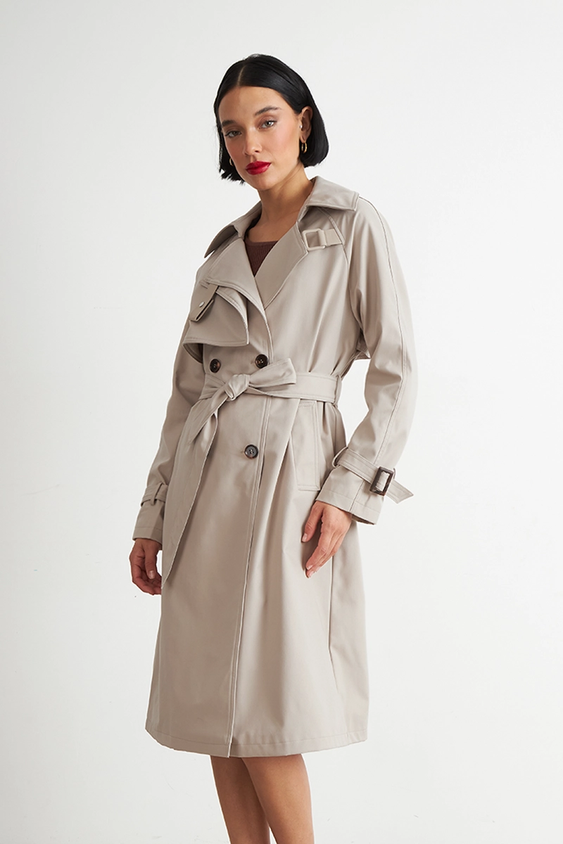 TRENCH CLASICO DOBLE BOTONADURA BEIGE NICOPOLY - 3