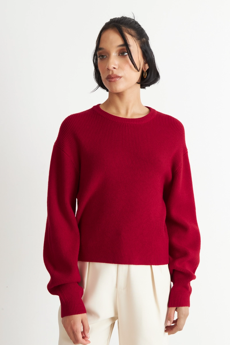 SWEATER JASPEADO CUELLO REDONDO ROJO NICOPOLY - 1