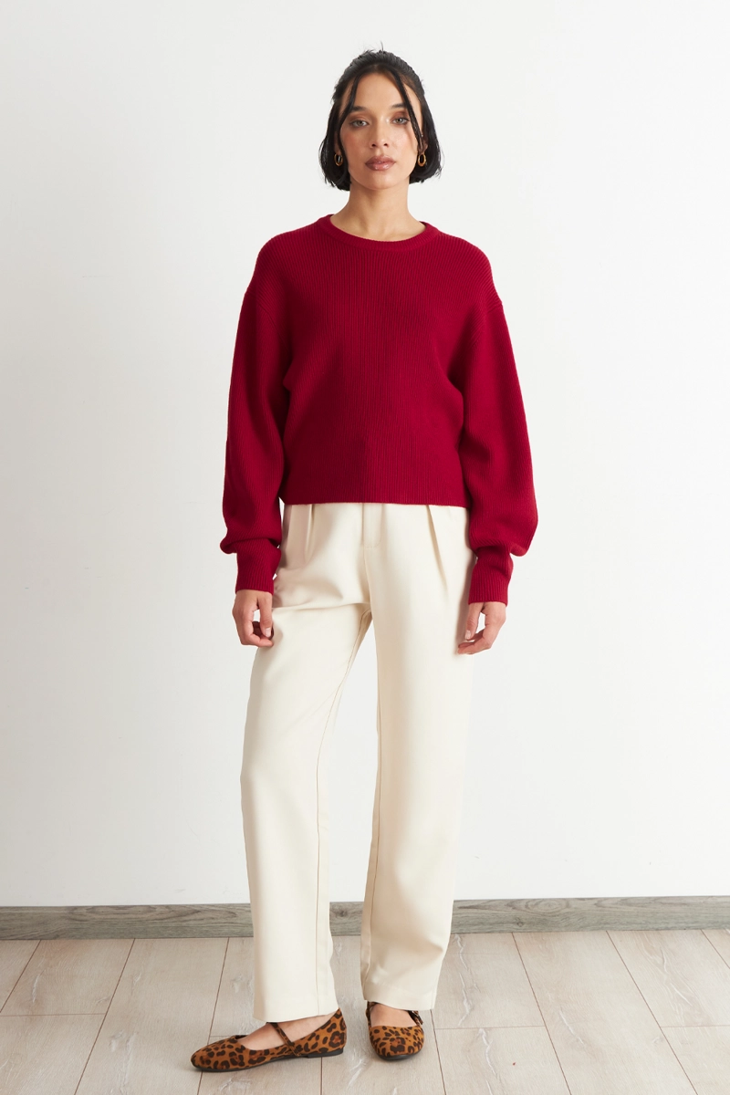 SWEATER JASPEADO CUELLO REDONDO ROJO NICOPOLY - 2