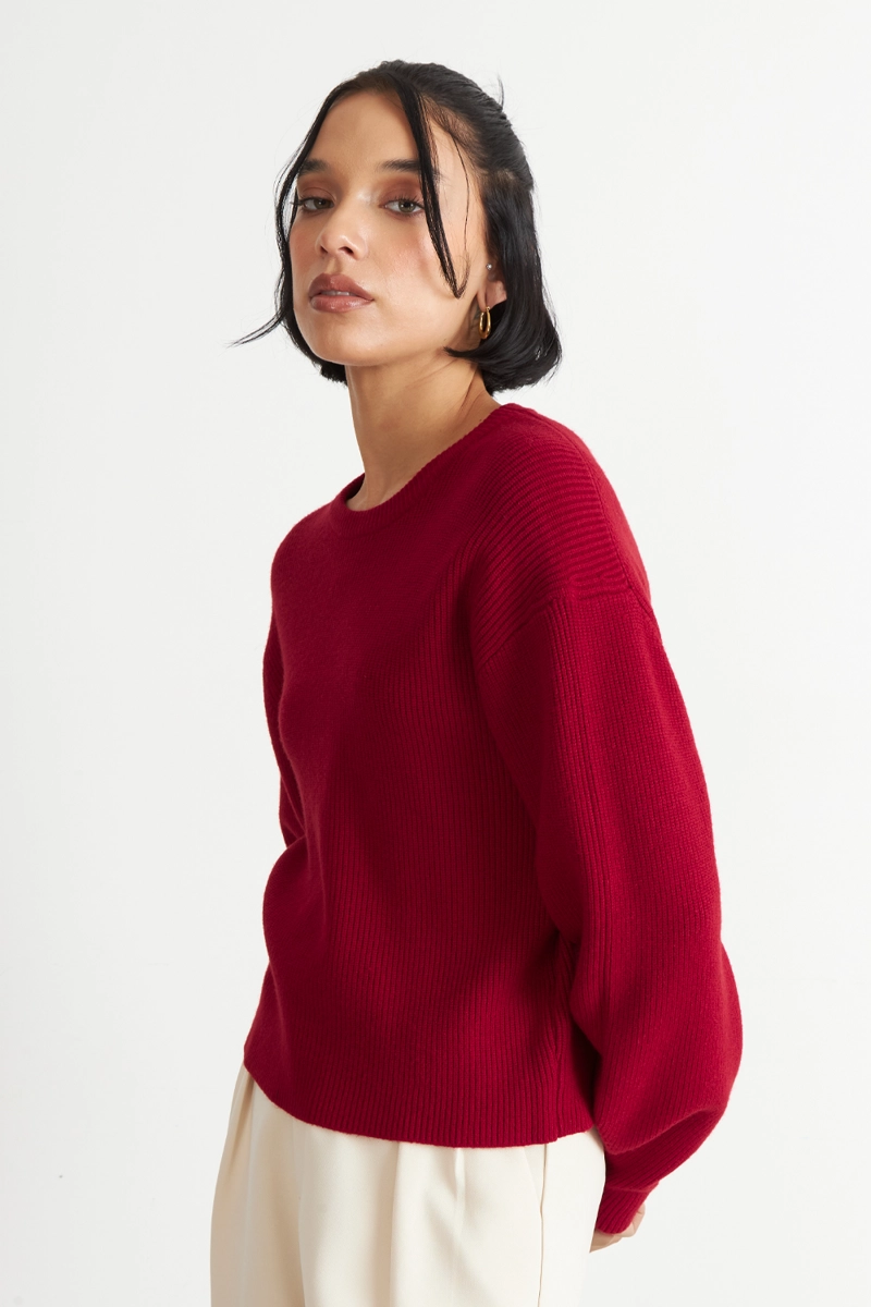 SWEATER JASPEADO CUELLO REDONDO ROJO NICOPOLY - 3