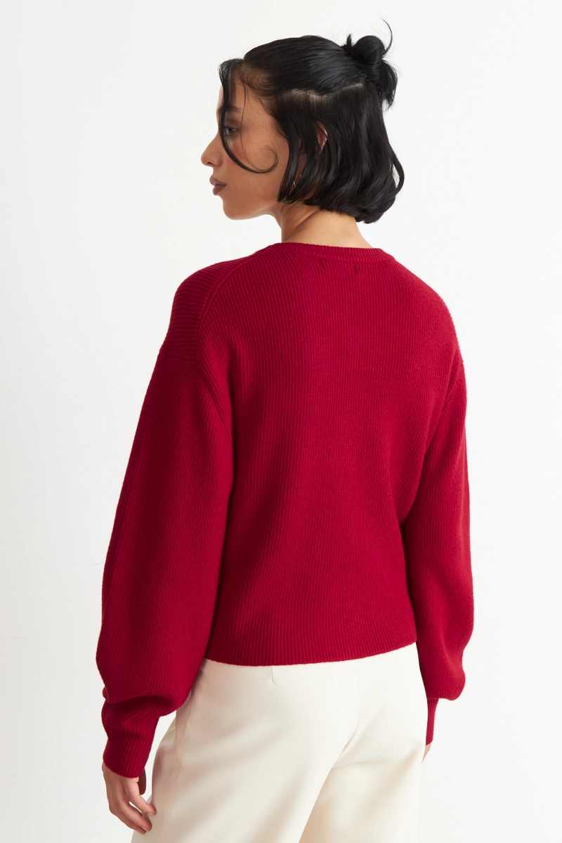 SWEATER JASPEADO CUELLO REDONDO ROJO NICOPOLY - 4