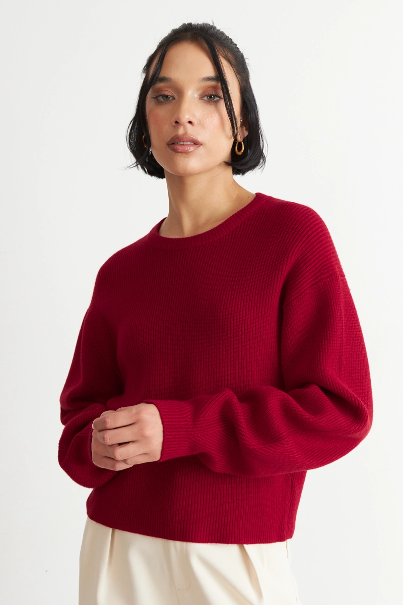 SWEATER JASPEADO CUELLO REDONDO ROJO NICOPOLY - 5