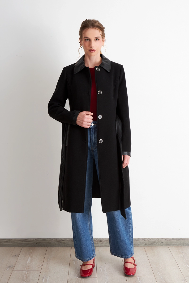 ABRIGO CUELLO CAMISERO NEGRO NICOPOLY - 2