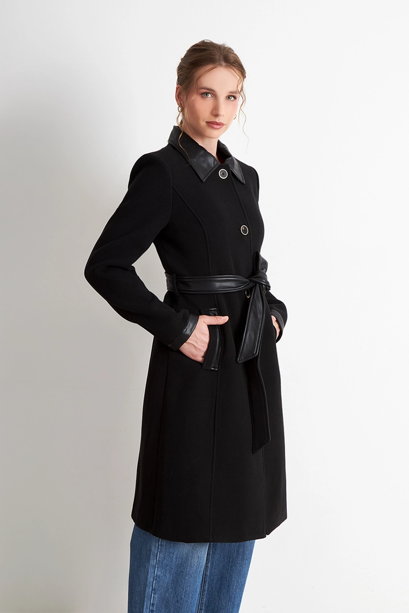 ABRIGO CUELLO CAMISERO NEGRO NICOPOLY - 3