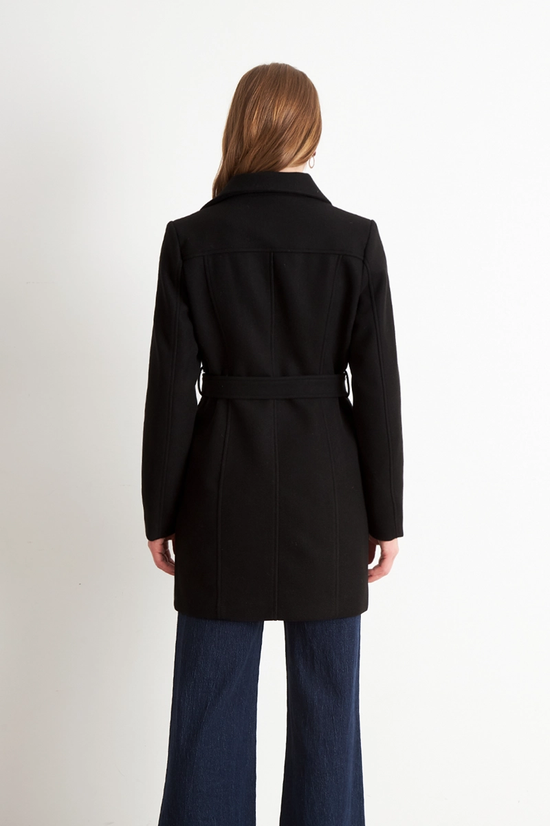 CHAQUETA MUJER NICOPOLY PAÑO CON CINTURON NEGRO - 4