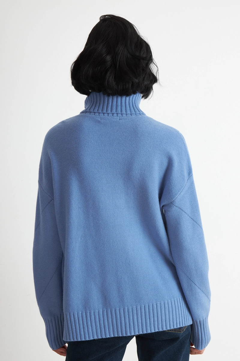 SWEATER CUELLO ALTO ROMBOS AZUL NICOPOLY - 4