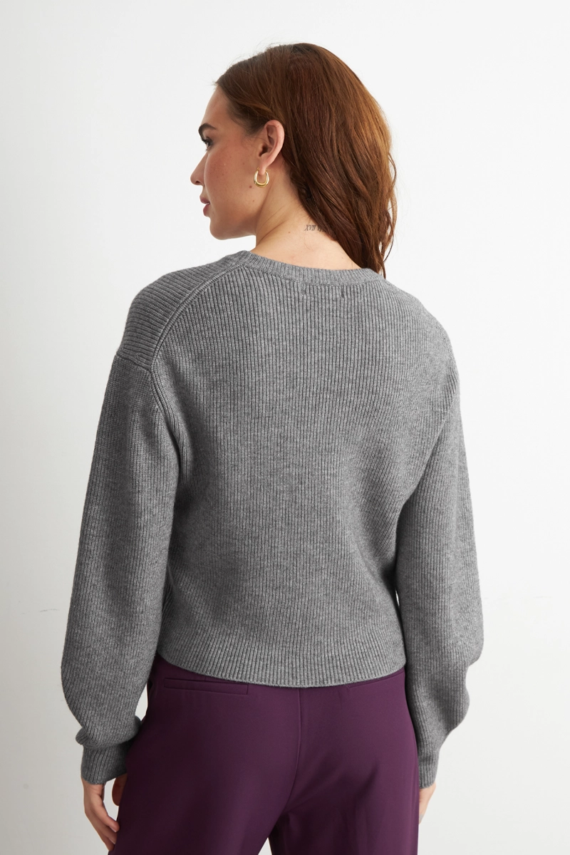 SWEATER JASPEADO CUELLO REDONDO GRIS NICOPOLY - 4