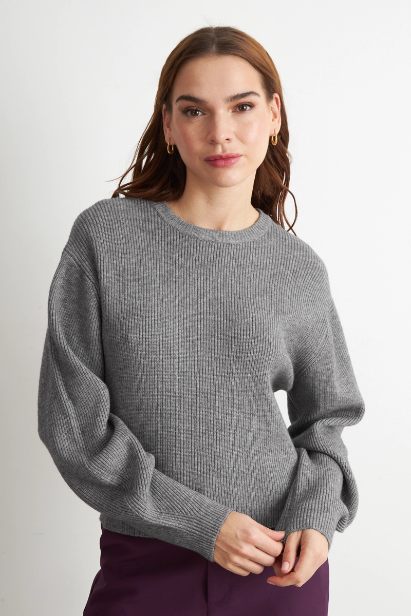 SWEATER JASPEADO CUELLO REDONDO GRIS NICOPOLY - 5