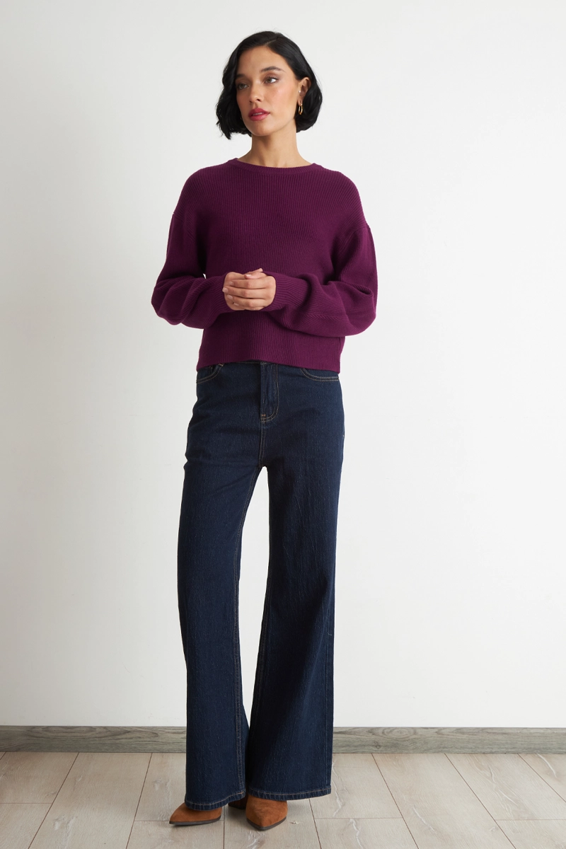 SWEATER JASPEADO CUELLO REDONDO MORADO NICOPOLY - 2
