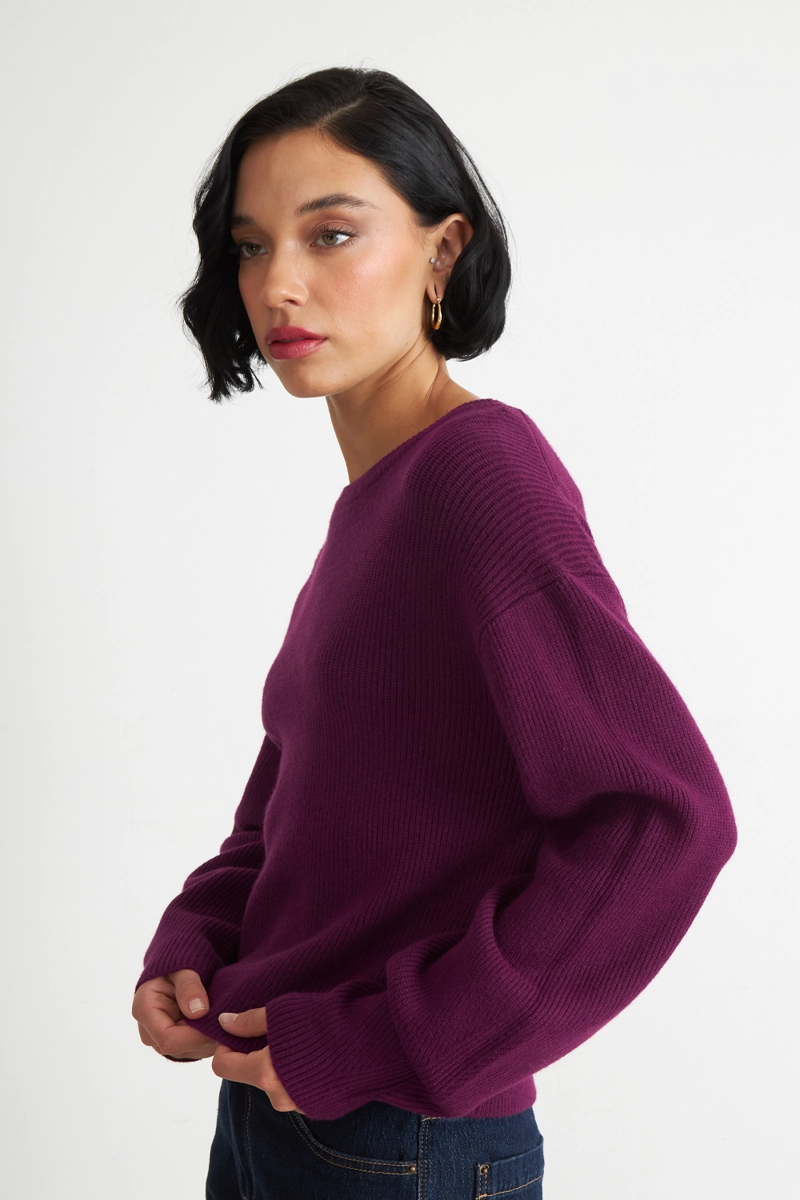 SWEATER JASPEADO CUELLO REDONDO MORADO NICOPOLY - 3