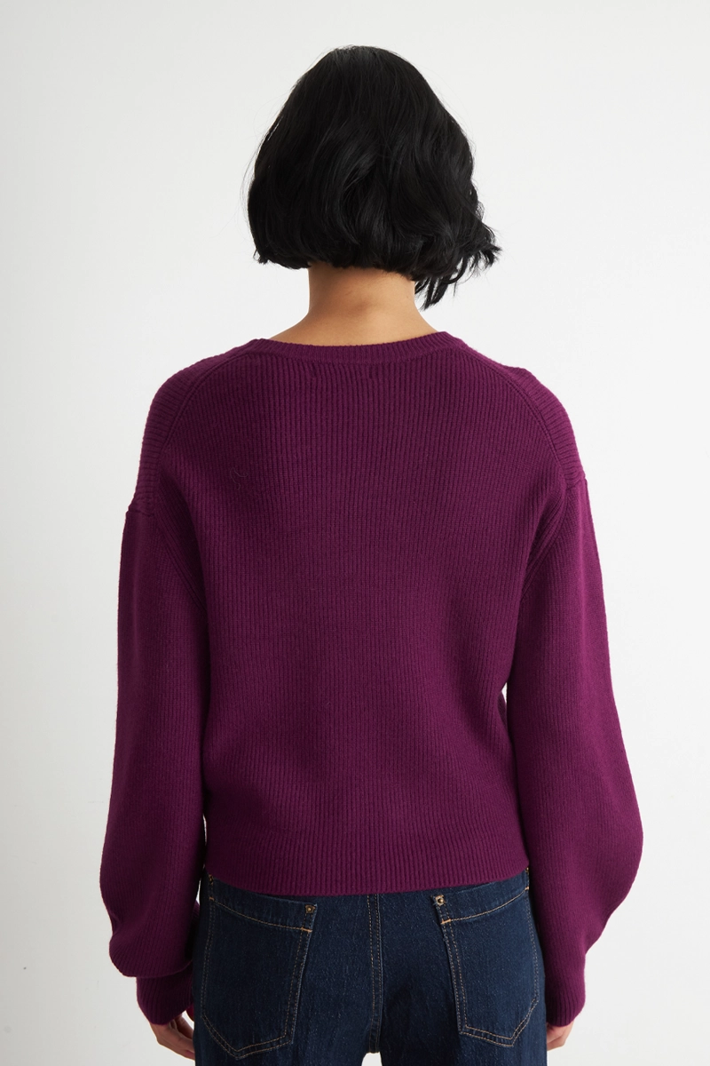 SWEATER JASPEADO CUELLO REDONDO MORADO NICOPOLY - 4
