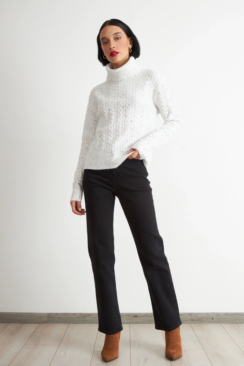SWEATER TRENZADO CUELLO ALTO BLANCO NICOPOLY - 2