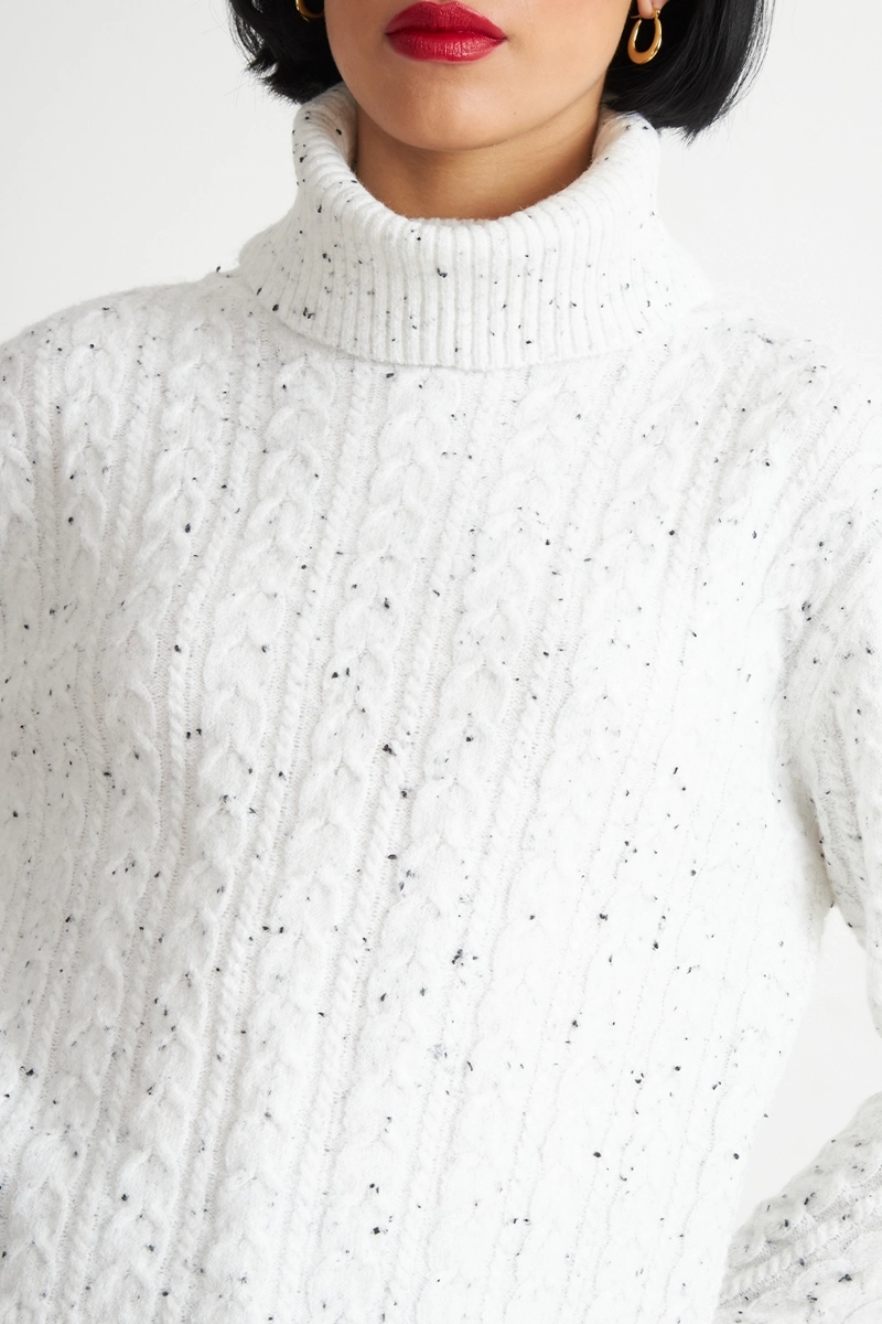 SWEATER TRENZADO CUELLO ALTO BLANCO NICOPOLY - 6