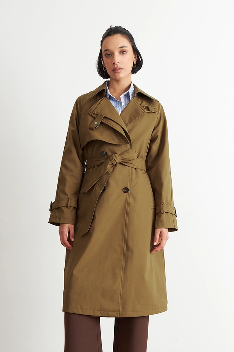 TRENCH CLASICO DOBLE BOTONADURA CAFE  NICOPOLY - 1