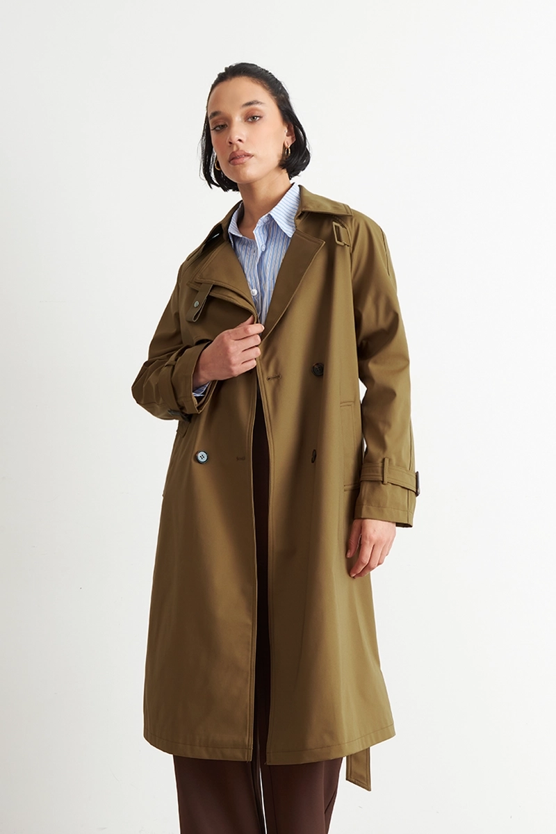 TRENCH CLASICO DOBLE BOTONADURA CAFE  NICOPOLY - 3