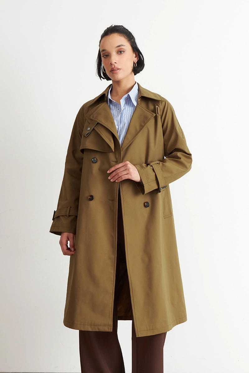 TRENCH CLASICO DOBLE BOTONADURA CAFE  NICOPOLY - 5
