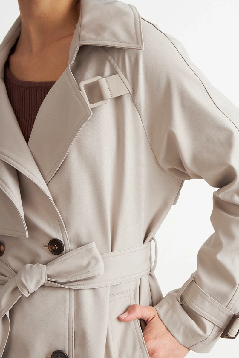 TRENCH CLASICO DOBLE BOTONADURA BEIGE NICOPOLY - 6