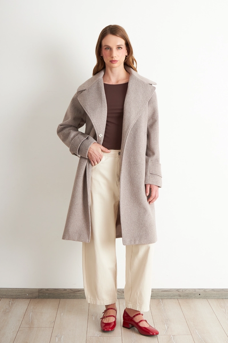 ABRIGO LANILLA CON SOLAPA KHAKI NICOPOLY - 2