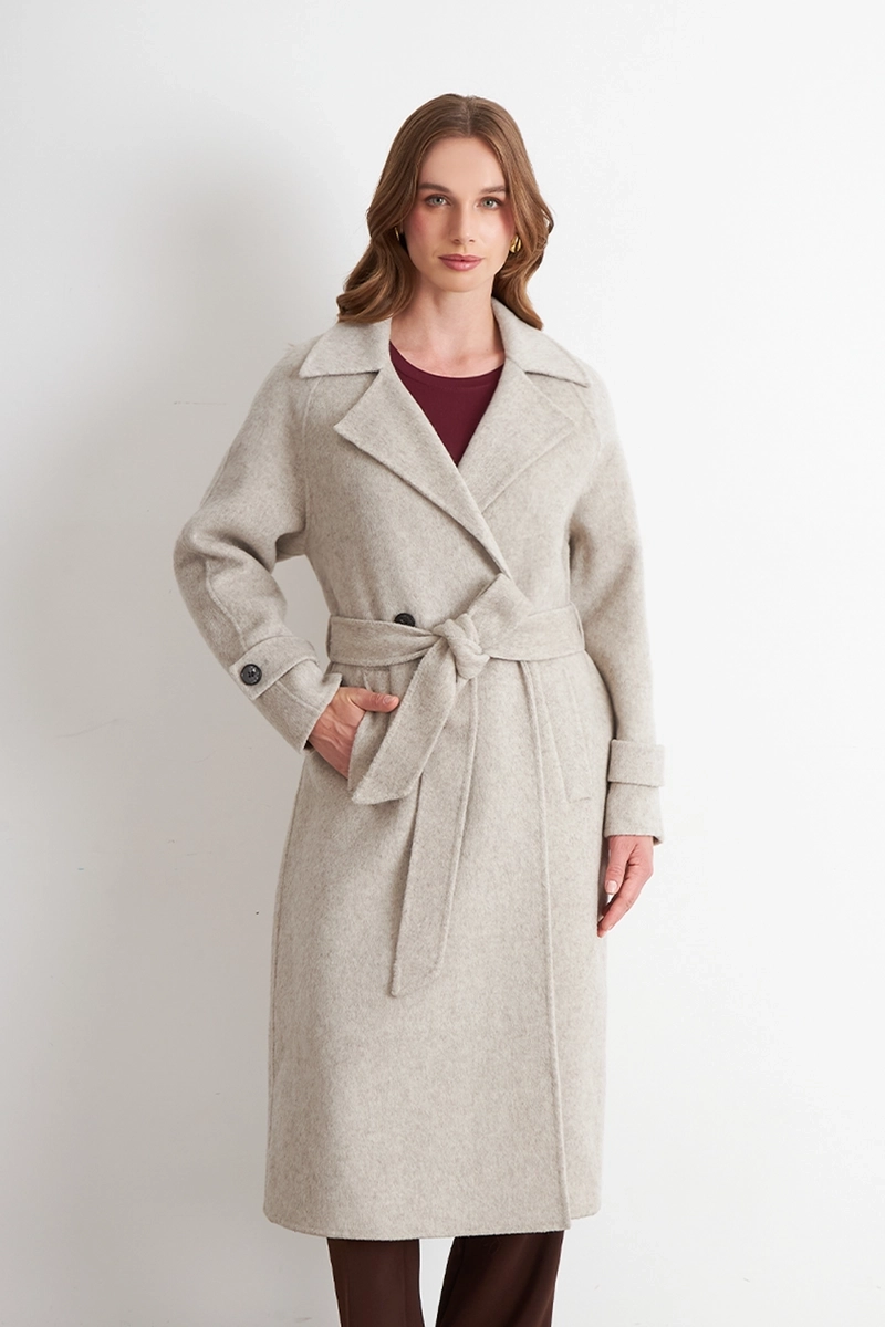 ABRIGO CON SOLAPA Y CINTURON BEIGE NICOPOLY - 1