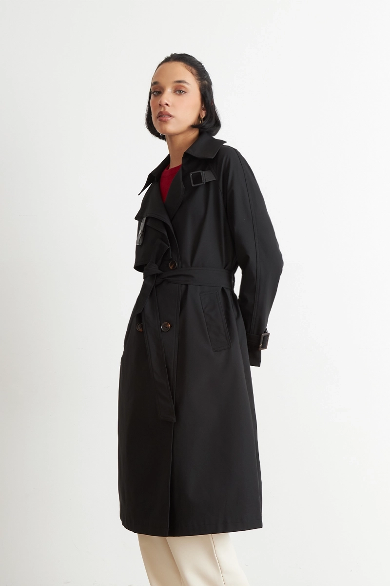 TRENCH CLASICO DOBLE BOTONADURA NEGRO NICOPOLY - 3