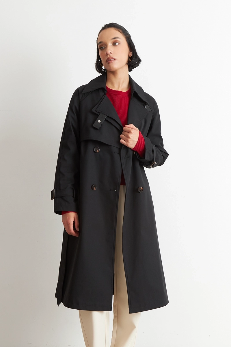 TRENCH CLASICO DOBLE BOTONADURA NEGRO NICOPOLY - 5