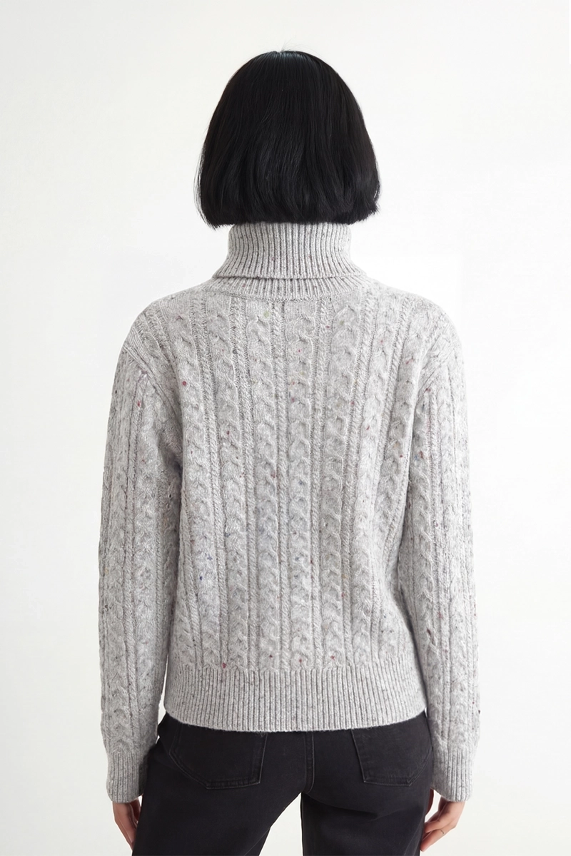 SWEATER TRENZADO CUELLO ALTO GRIS NICOPOLY - 4