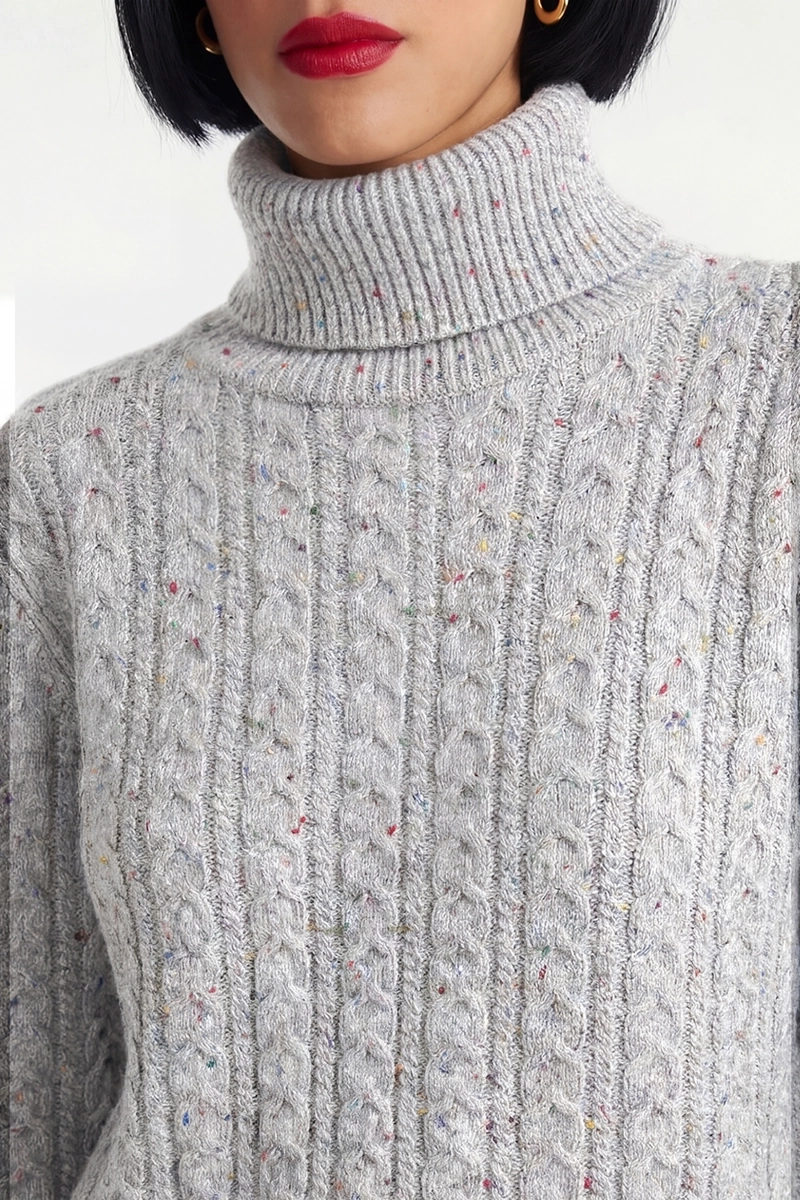 SWEATER TRENZADO CUELLO ALTO GRIS NICOPOLY - 6