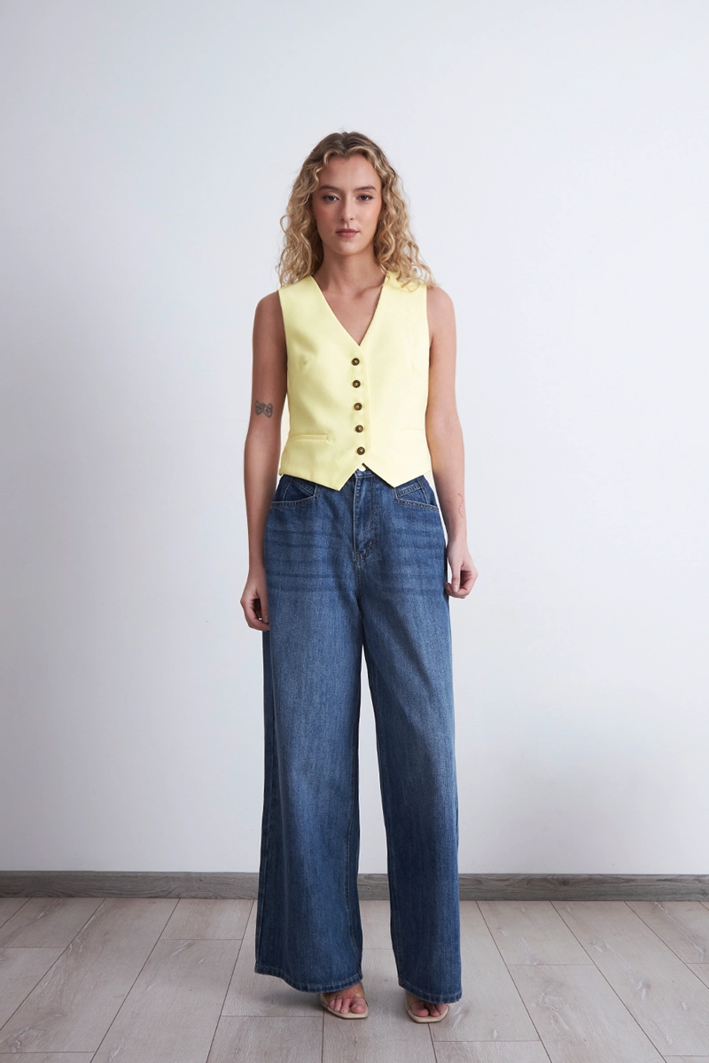 GILET BASICO AJUSTABLE AMARILLO MANTEQUILLA MUJER NICOPOLY - 2
